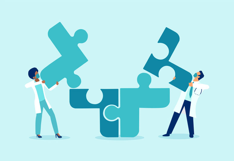 doctors putting together puzzle pieces